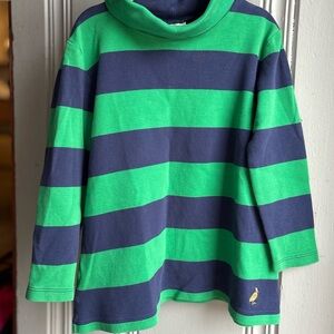 Girls 5 Beaufort Bonnet Co Green & Navy Stripe Long-Sleeve Top Cowl Neck Shirt